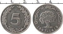 Продать Монеты Тунис 5 сантим 1993 Алюминий
