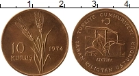 Продать Монеты Турция 10 куруш 1974 Медь