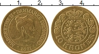 Продать Монеты Дания 10 крон 2001 Бронза