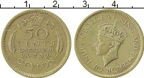 Продать Монеты Цейлон 50 центов 1943 Бронза