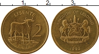 Продать Монеты Лесото 2 лисенте 1992 Латунь