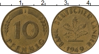 Продать Монеты ФРГ 10 пфеннигов 1949 сталь покрытая латунью