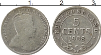 Продать Монеты Ньюфаундленд 5 центов 1908 Серебро