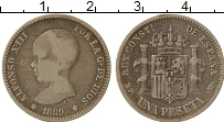 Продать Монеты Испания 1 песета 1891 Серебро