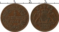 Продать Монеты Баден 1/2 крейцера 1865 Медь