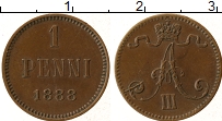 Продать Монеты 1881 – 1894 Александр III 1 пенни 1888 Медь