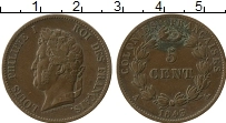 Продать Монеты Мартиника 5 сантим 1843 Бронза