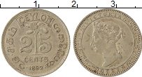 Продать Монеты Цейлон 25 центов 1893 Серебро