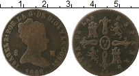 Продать Монеты Испания 8 мараведи 1850 Медь