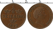 Продать Монеты Швеция 1/6 скиллинга 1832 Медь