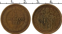 Продать Монеты Ватикан 1/2 байоччи 1851 Медь