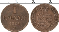 Продать Монеты Саксен-Альтенбург 1 пфенниг 1863 Медь