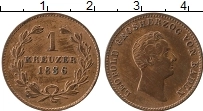 Продать Монеты Баден 1 крейцер 1837 Медь
