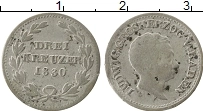 Продать Монеты Баден 3 крейцера 1830 Серебро
