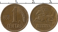 Продать Монеты Литва 1 цент 1936 Бронза