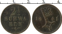 Продать Монеты Бремен 2 1/2 шварена 1841 Медь