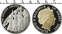 Продать Монеты Остров Джерси 5 фунтов 2002 Серебро
