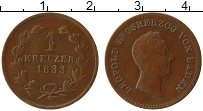 Продать Монеты Баден 1 крейцер 1834 Медь