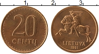 Продать Монеты Литва 20 центов 1991 Бронза