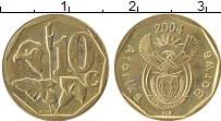 Продать Монеты ЮАР 10 центов 2004 сталь с медным покрытием