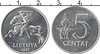 Продать Монеты Литва 5 центов 1991 Алюминий