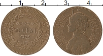 Продать Монеты Мартиника 50 сантим 1922 Медно-никель