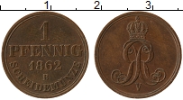 Продать Монеты Ганновер 1 пфенниг 1863 Медь