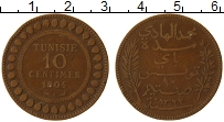Продать Монеты Тунис 10 сантим 1908 Медь