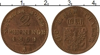 Продать Монеты Пруссия 2 пфеннига 1869 Медь