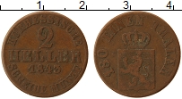 Продать Монеты Гессен-Кассель 2 геллера 1843 Медь