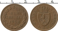 Продать Монеты Нассау 1 крейцер 1830 Медь