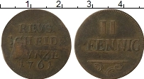 Продать Монеты Рейсс 2 пфеннига 1761 Медь