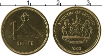 Продать Монеты Лесото 1 сенте 1992 Латунь