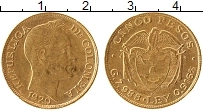 Продать Монеты Колумбия 5 песо 1920 Золото