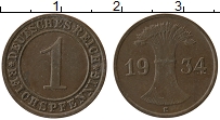 Продать Монеты Третий Рейх 1 пфенниг 1934 Бронза