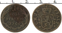 Продать Монеты Пфальц-Сульбах 1 пфенниг 1766 Медь