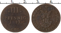 Продать Монеты Мекленбург-Стрелитц 3 пфеннига 1747 Медь