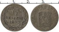 Продать Монеты Нассау 6 крейцеров 1827 Серебро