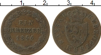 Продать Монеты Нассау 1 крейцер 1856 Медь