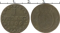 Продать Монеты Саксония 1 пфенниг 1806 Медь