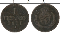 Продать Монеты Саксе-Альтенбург 1 пфенниг 1811 Медь