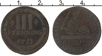 Продать Монеты Мюнстер 3 пфеннига 1753 Медь