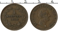 Продать Монеты Баден 1 крейцер 1844 Медь