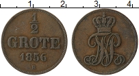 Продать Монеты Ольденбург 1/2 грота 1853 Медь