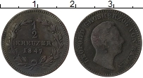 Продать Монеты Баден 1/2 крейцера 1847 Медь