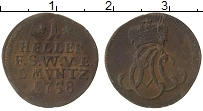 Продать Монеты Саксен-Веймар-Эйзенах 1 геллер 1758 Медь