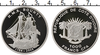 Продать Монеты Кот-д`Ивуар 1000 франков 2008 Серебро