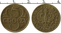 Продать Монеты Польша 5 грош 1923 Бронза