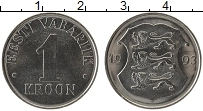 Продать Монеты Эстония 1 крона 1993 Медно-никель