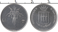 Продать Монеты Сан-Марино 1 лира 1983 Алюминий